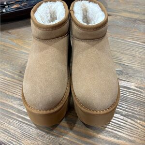 Cozy Tan Platform Ankle Boots
